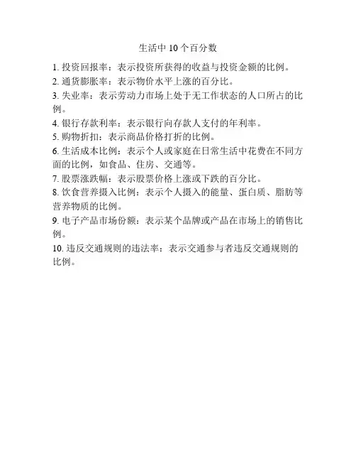 生活中10个百分数