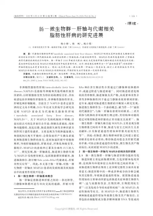肠-微生物群-肝轴与代谢相关脂肪性肝病的研究进展