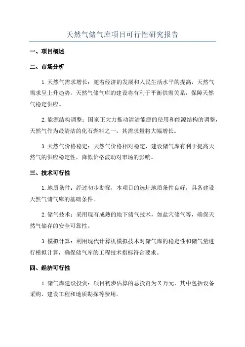 天然气储气库项目可行性研究报告