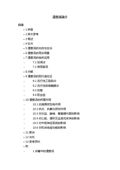 清营汤简介