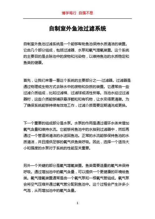 自制室外鱼池过滤系统