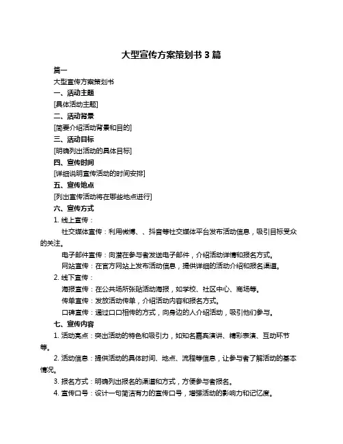 大型宣传方案策划书3篇