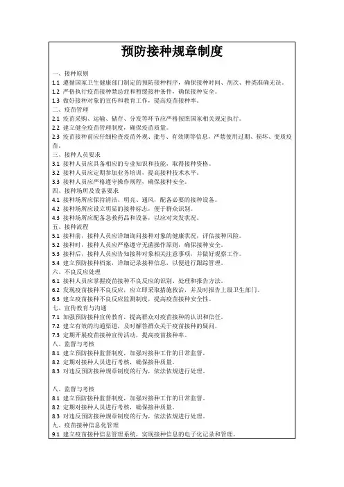 预防接种规章制度