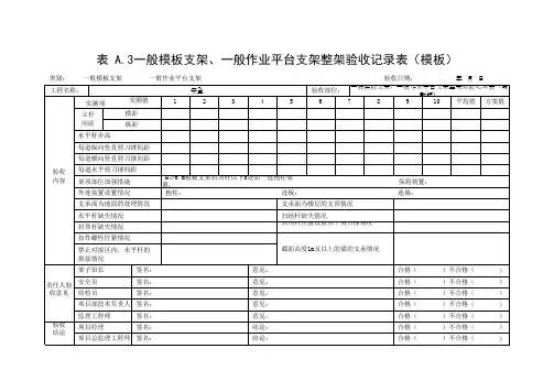 一般模板支架、一般作业平台支架整架验收记录表(模板)
