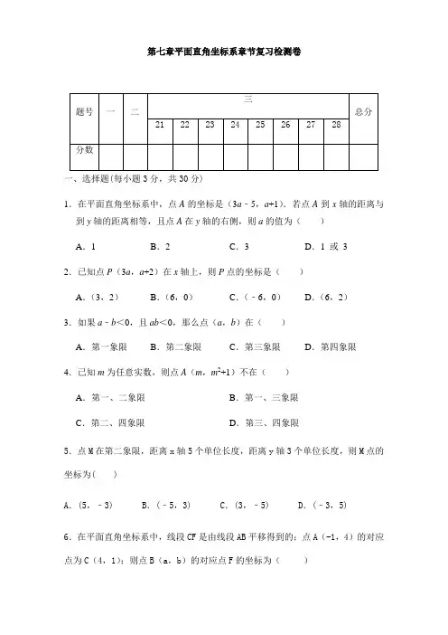 第7--8章人教版七年级数学下册章节复习检测附答案