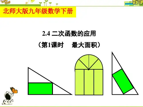 北师大版九年级数学下册 二次函数 二次函数的应用 时