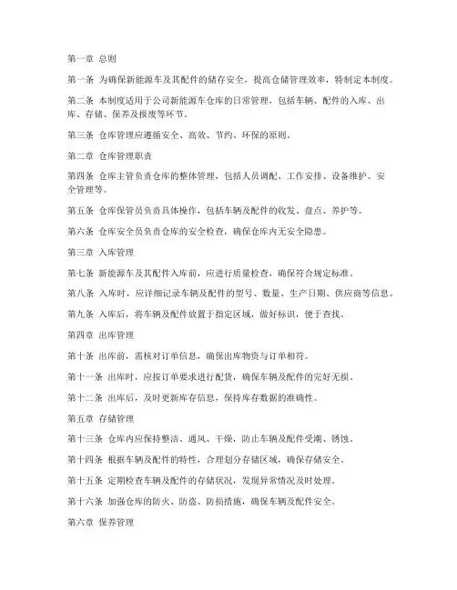 新能源车仓库管理制度范本