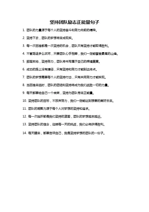 坚持团队励志正能量句子