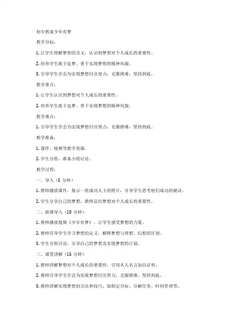 初中教案少年有梦