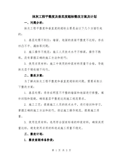 抹灰工程平整度及垂直度超标整改方案及计划
