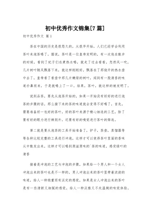 初中优秀作文锦集[7篇]