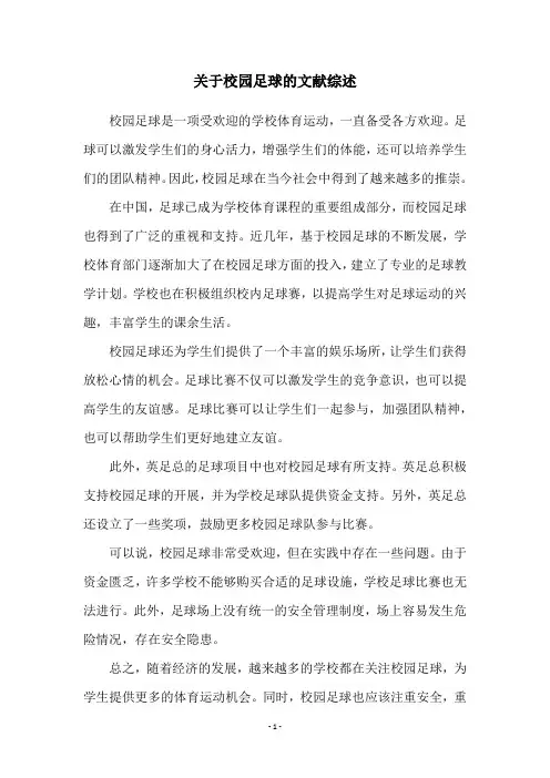 关于校园足球的文献综述