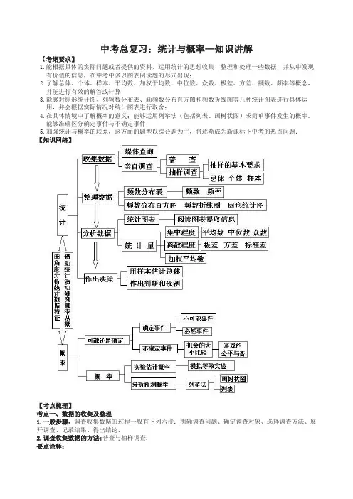 华东师大初中数学中考总复习：统计与概率--知识讲解