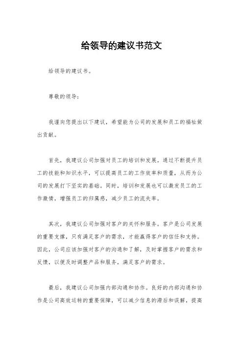 给领导的建议书范文