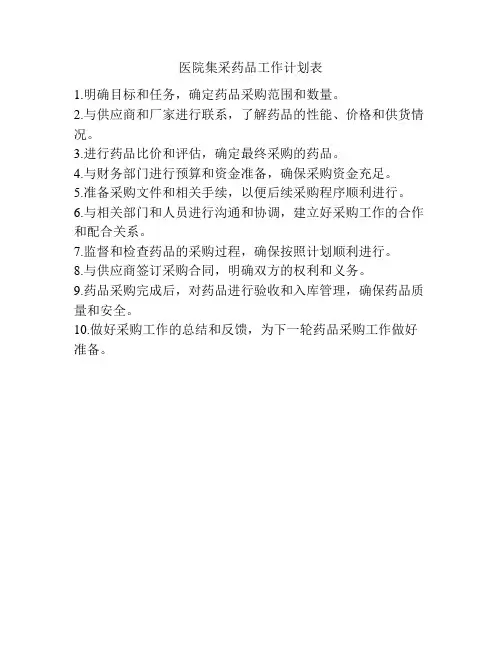 医院集采药品工作计划表