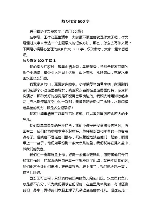 关于故乡作文600字（通用50篇）