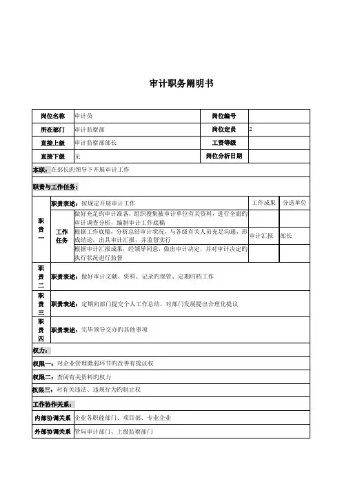 电力公司审计职务说明书