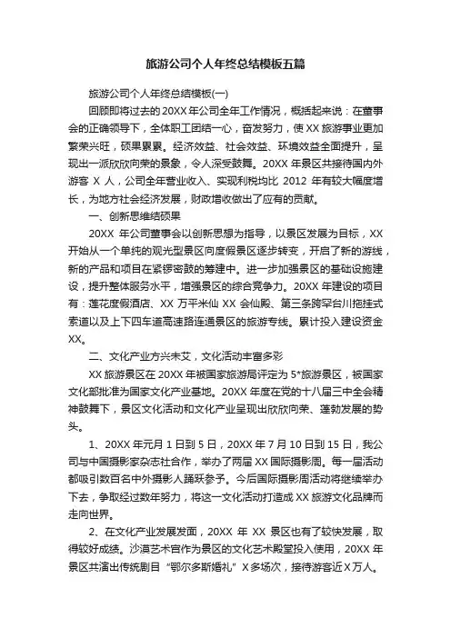旅游公司个人年终总结模板五篇