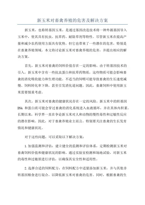 新玉米对畜禽养殖的危害及解决方案
