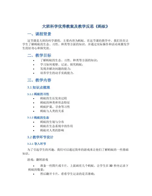 大班科学优秀教案及教学反思《蚂蚁》