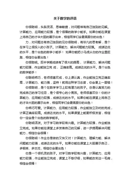 关于数学的评语