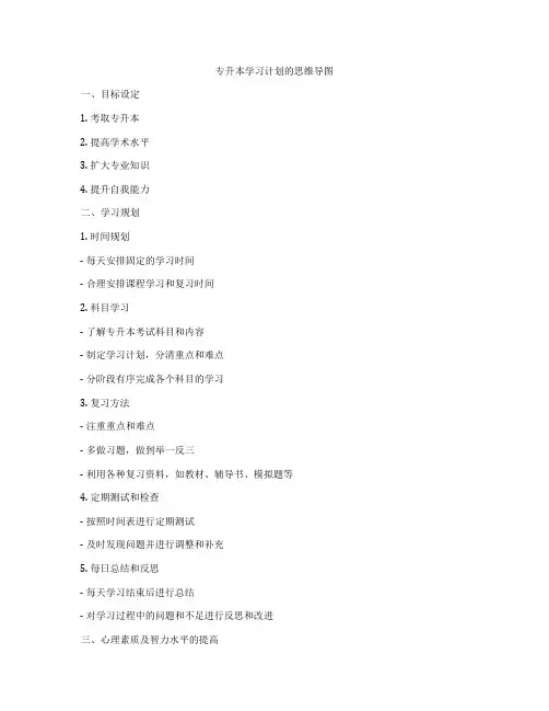 专升本学习计划的思维导图