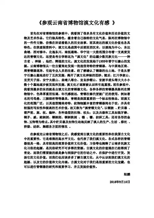 参观博物馆滇文化有感