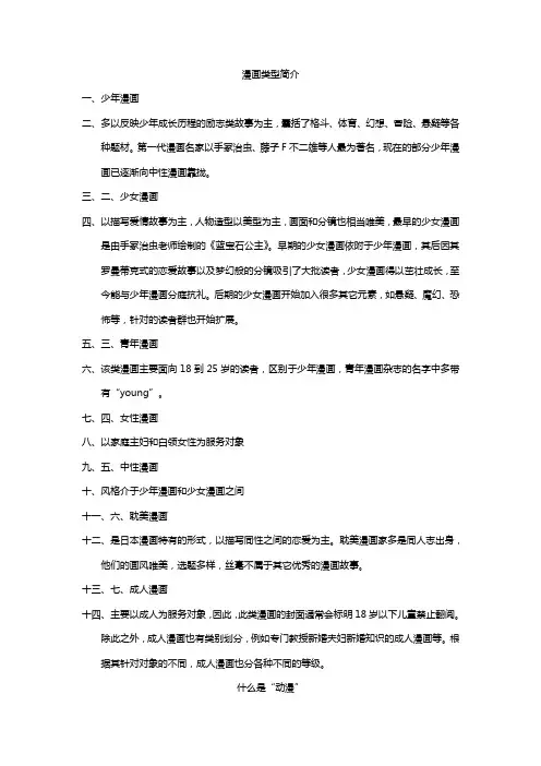 漫画相关类型简介
