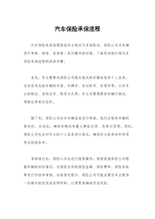 汽车保险承保流程
