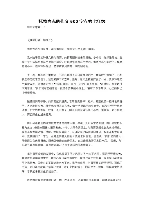 托物言志的作文600字左右七年级