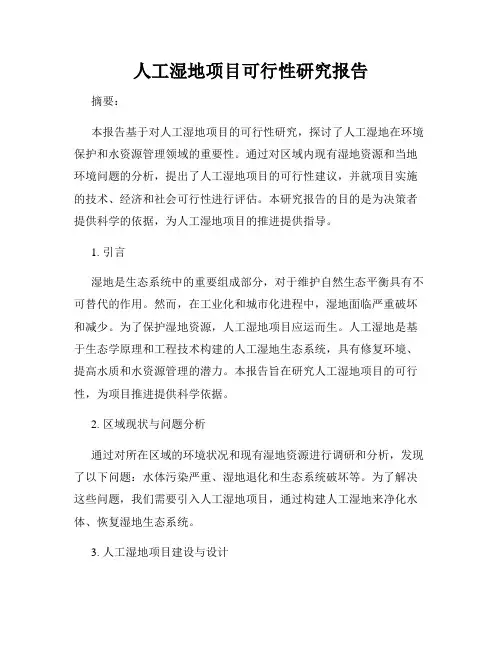 人工湿地项目可行性研究报告