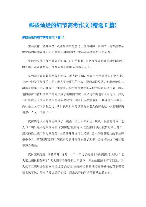 那些灿烂的细节高考作文(精选5篇)