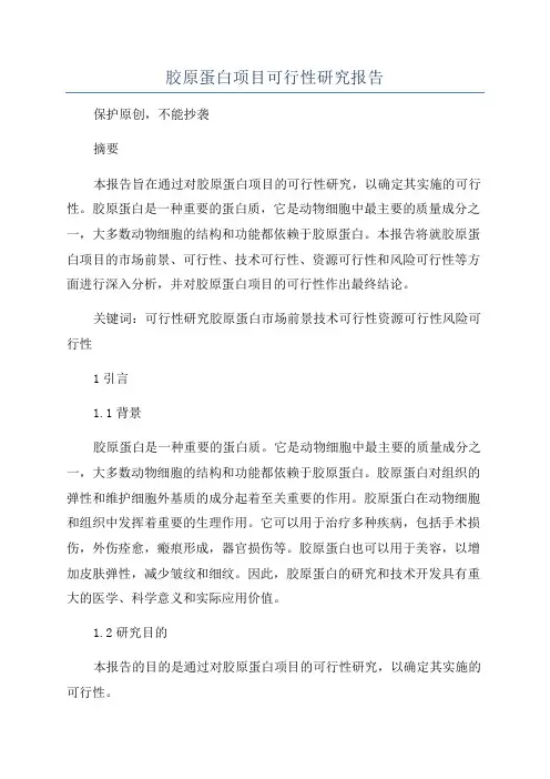 胶原蛋白项目可行性研究报告