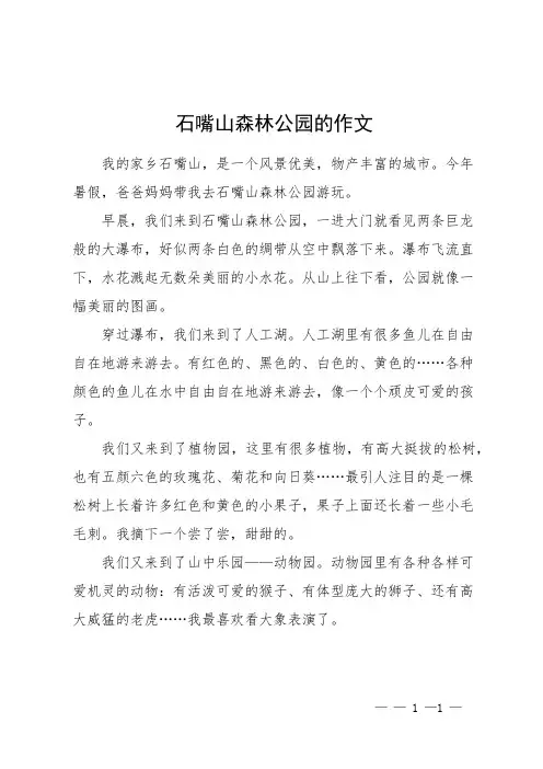 石嘴山森林公园的作文