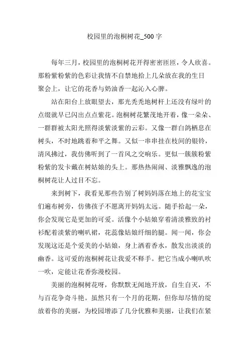 校园里的泡桐树花_500字