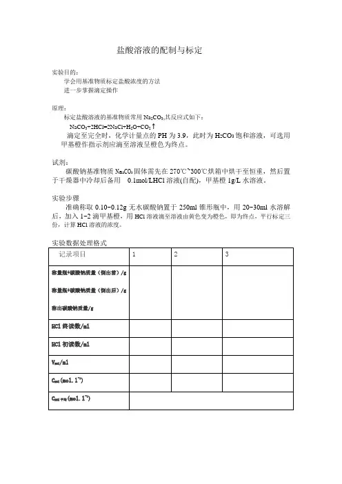 盐酸配制与标定(1)
