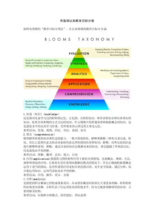 布鲁姆认知教育目标分类