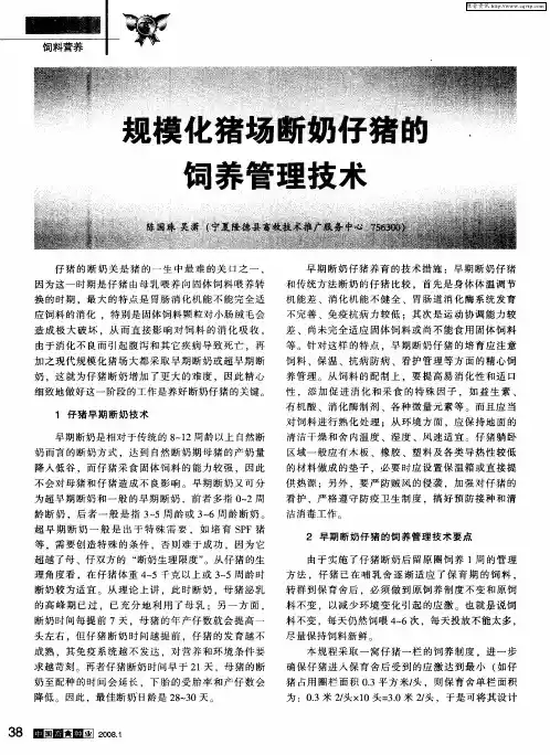 规模化猪场断奶仔猪的饲养管理技术
