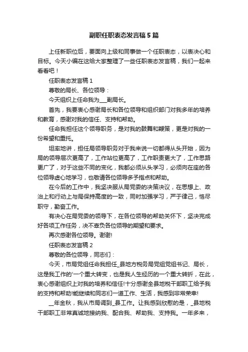 副职任职表态发言稿5篇