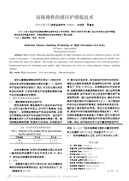 高铬铸铁的感应炉熔炼技术