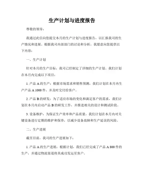 生产计划与进度报告