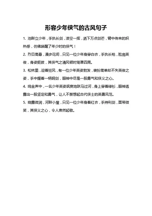 形容少年侠气的古风句子