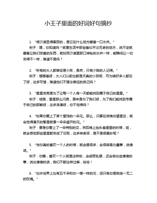 小王子里面的好词好句摘抄