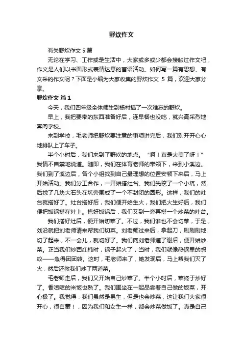 有关野炊作文5篇