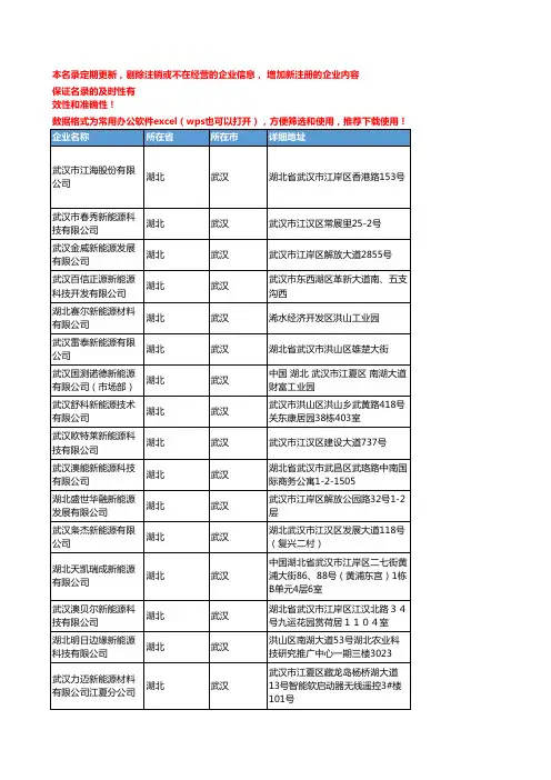 2020新版湖北武汉新能源企业公司名录名单黄页联系方式大全161家