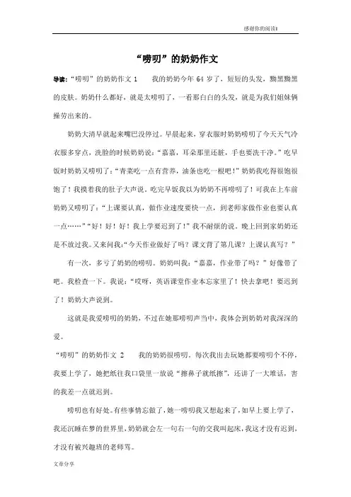 “唠叨”的奶奶作文