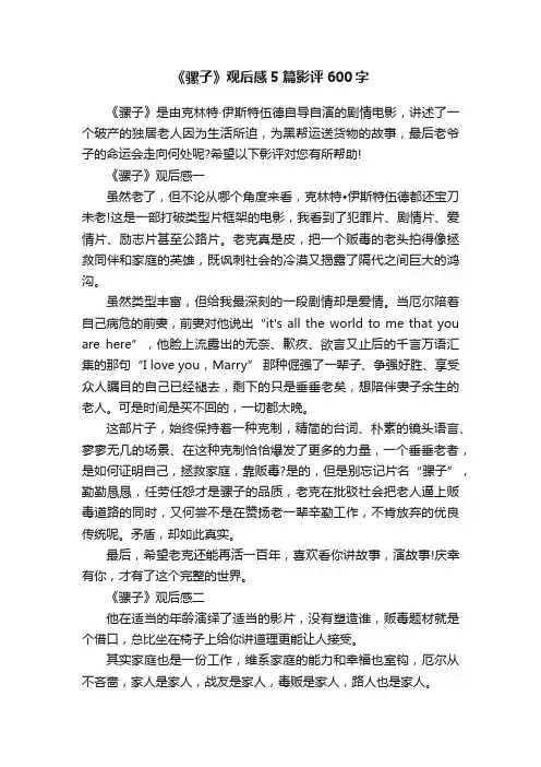 《骡子》观后感5篇影评600字