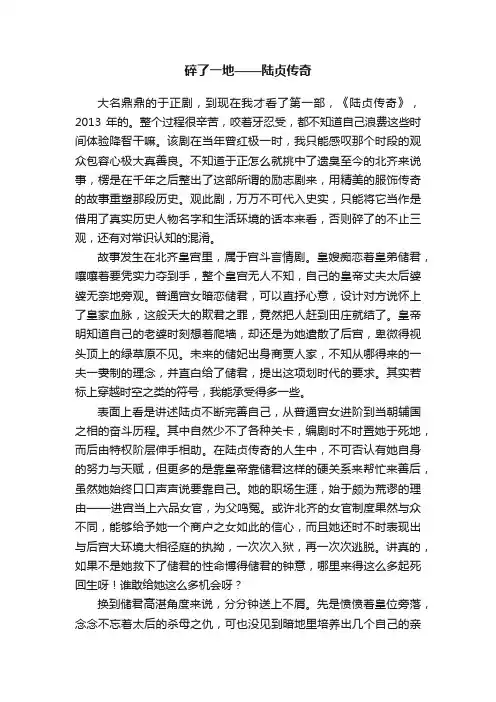 碎了一地——陆贞传奇