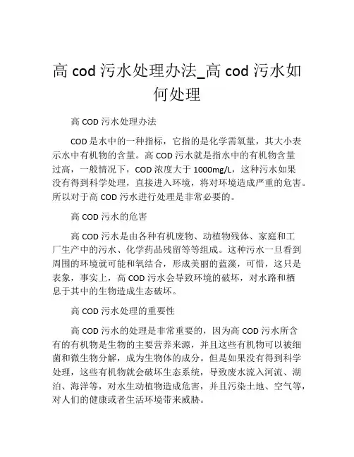 高cod污水处理办法_高cod污水如何处理