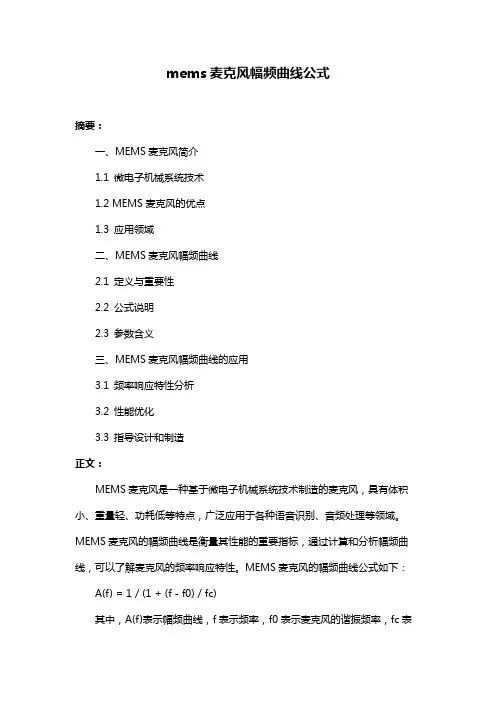 mems麦克风幅频曲线公式